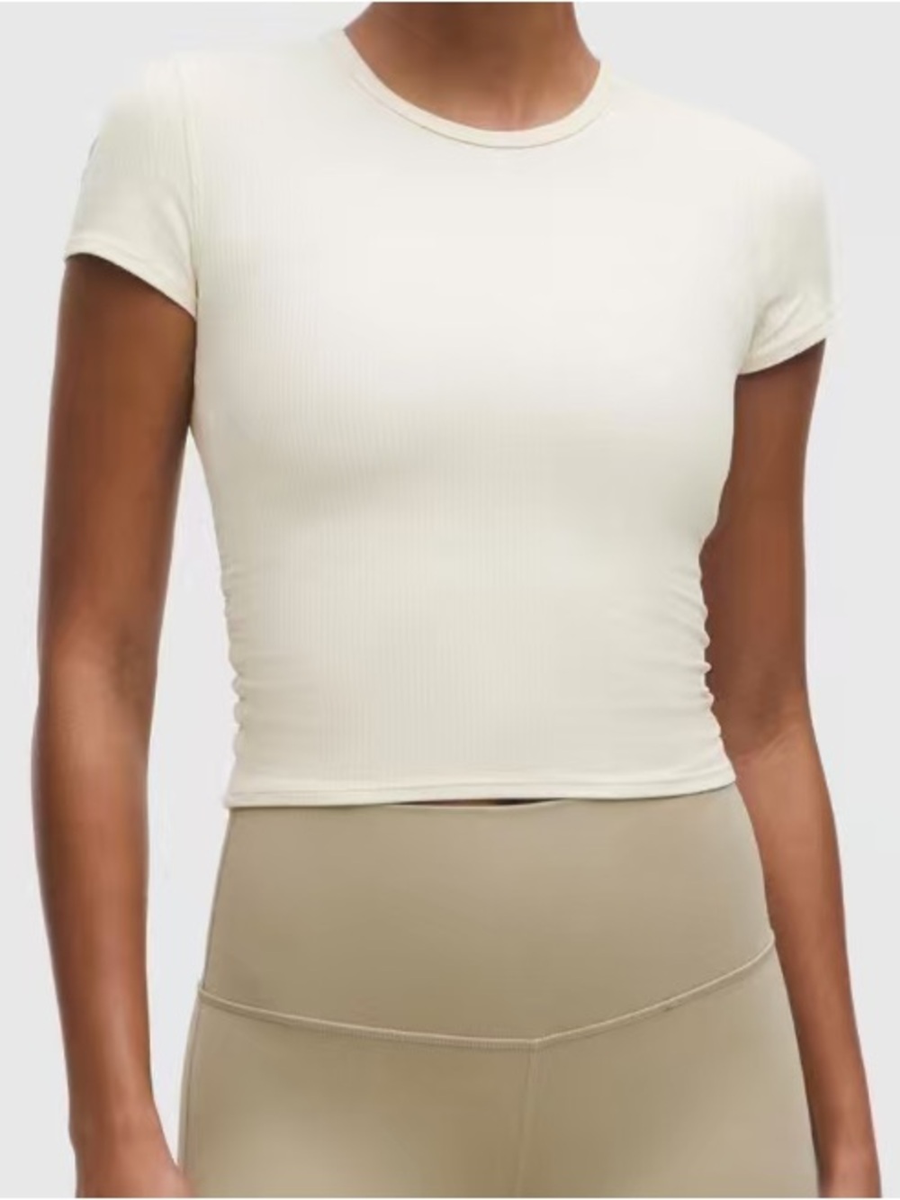 lululemon athletica Ribbed Short Sleeve Crop Top - Cream